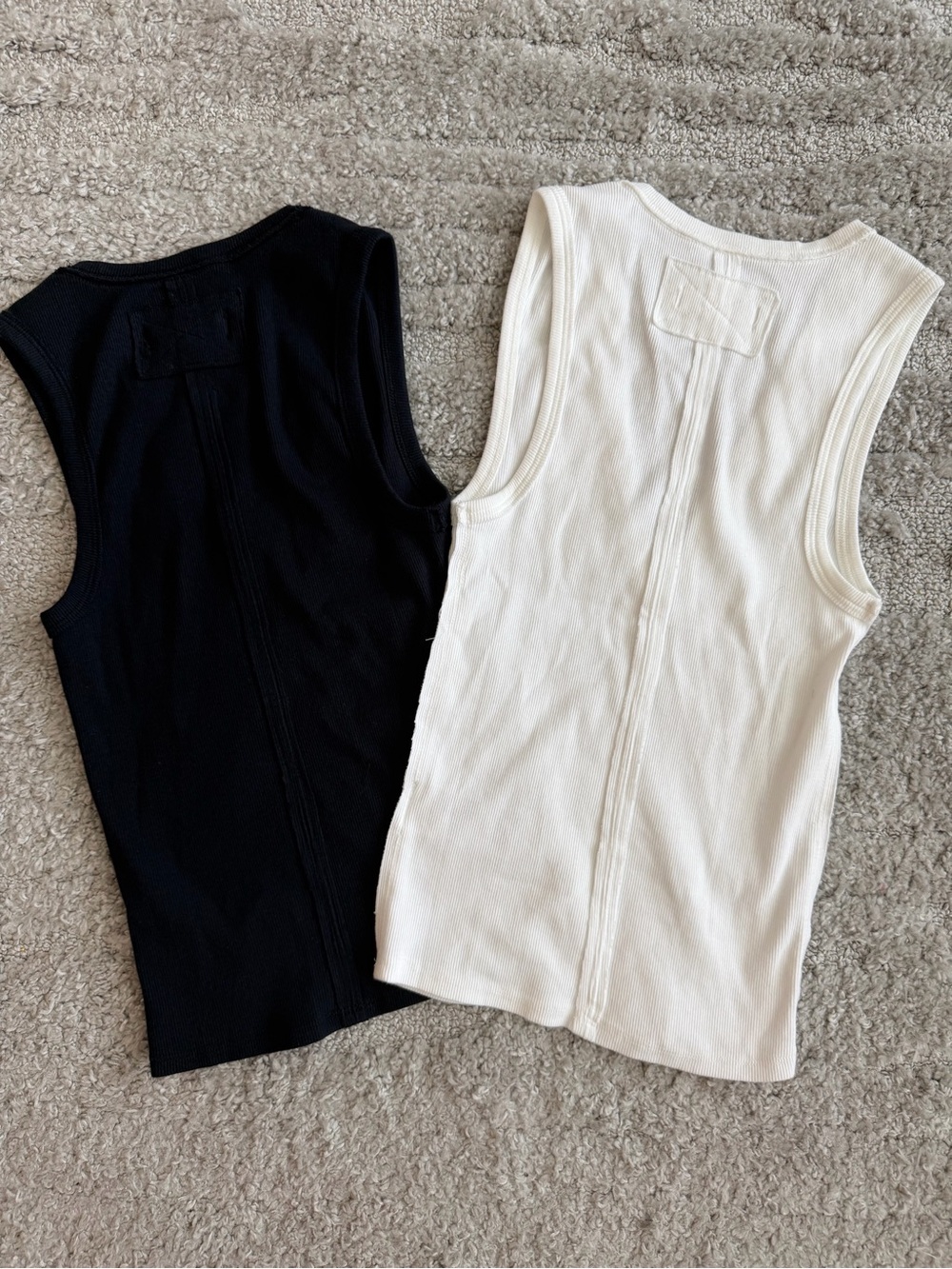 2 NWT Free People size Extra Small Neria V-Neck Tank Tops in Black & White - Picture 4 of 6